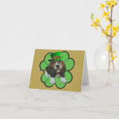 Note Card Basset Hound Happy St.Patrick's Clover Kaart (Gele Bloem)