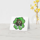 Note Card Basset Hound Happy St.Patrick's Clover Kaart (Gele Bloem)