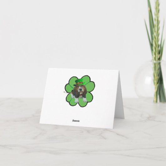 Note Card Basset Hound Happy St.Patrick's Clover Kaart (Achterkant)