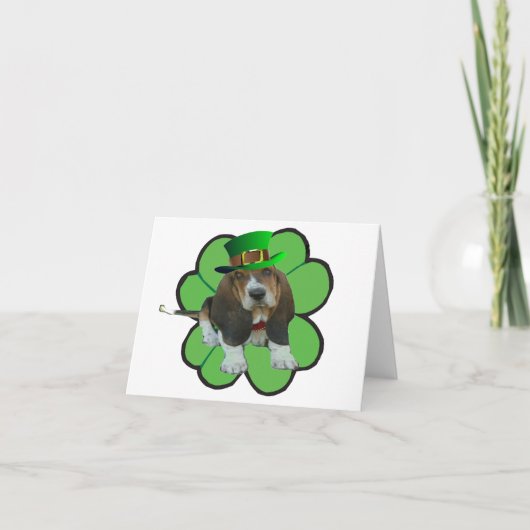 Note Card Basset Hound Happy St.Patrick's Clover Kaart (Voorkant)
