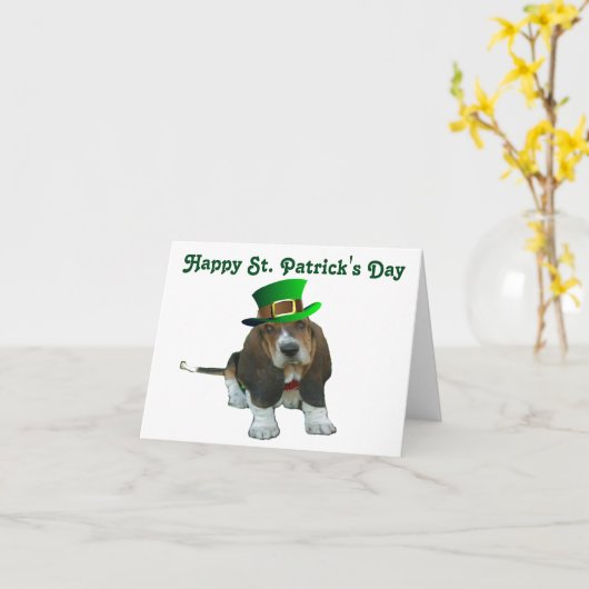 Note Card Basset Hound Happy St.Patrick's Kaart (Gele Bloem)