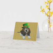 Note Card Basset Hound Happy St.Patrick's Kaart (Gele Bloem)