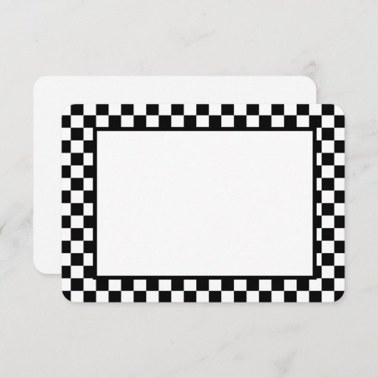 Note Card-Black & White Checkers Notitiekaartje (Voorkant / Achterkant)