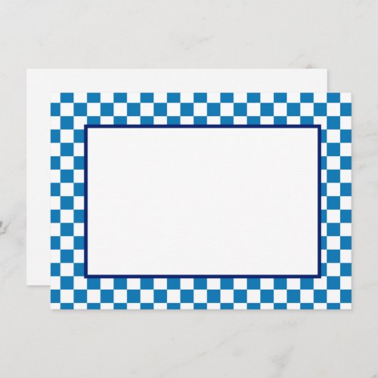 Note Card-Blue & White Checkers Notitiekaartje (Voorkant / Achterkant)