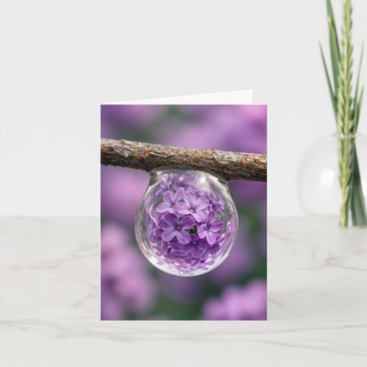 Note Card Lilac Blossom Reflected in Raindrop Kaart (Voorkant)