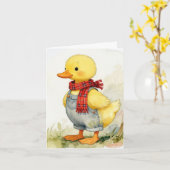 Note Card Watercolor Duck In Overalls Kaart (Gele Bloem)