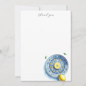 Note Cards Citroenen Blauw Patroon Bord Bedankkaart (Voorkant)