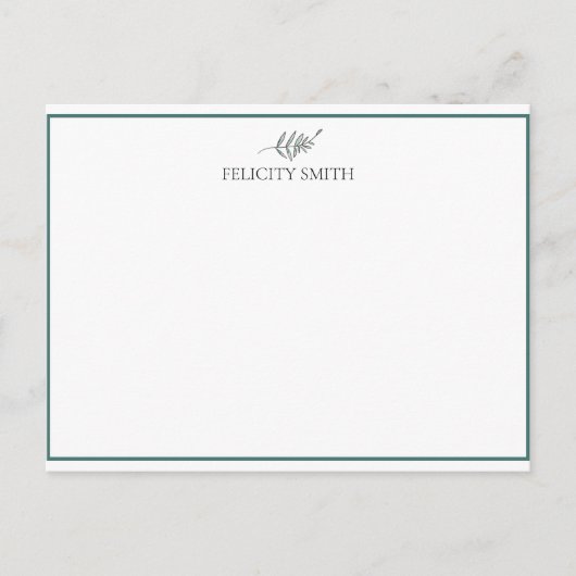 Note Cards Elegant Flat Modern Botanical Briefkaart (Voorkant)