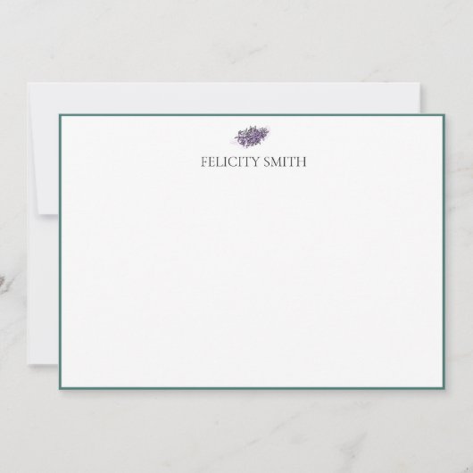 Note Cards Elegant Flat Modern Botanical Lavender Bedankkaart (Voorkant)