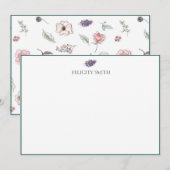 Note Cards Elegant Flat Modern Botanical Lavender Bedankkaart (Voorkant / Achterkant)