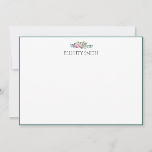 Note Cards Elegante Flat Moderne Botanische pioenr Bedankkaart (Voorkant)