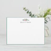 Note Cards Elegante Flat Moderne Botanische pioenr Bedankkaart (Staand voorkant)
