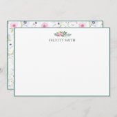 Note Cards Elegante Flat Moderne Botanische pioenr Bedankkaart (Voorkant / Achterkant)