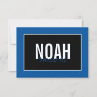 NOTE KAART BAR MITZVAH Hebreeuwse naam zwart konin