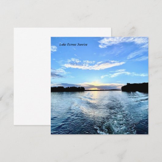 Note Kaart Lake Oconee Sunset - Blauwe Fluweel Nac Notitiekaartje (Voorkant / Achterkant)