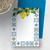 Note Kaarten Citroenen met Blauw Amalfi Tegel Patr
