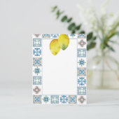 Note Kaarten Citroenen met Blauw Amalfi Tegel Patr (Staand voorkant)