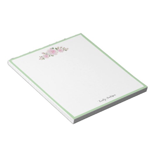 Note Pad with Name Soft Pink Roses Notitieblok (Schuin)
