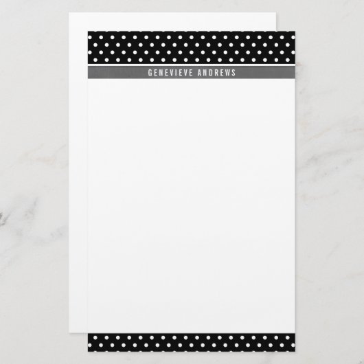 NOTE PAPER mini polka dot patroon zwart wit grijs Briefpapier (Voorkant / Achterkant)