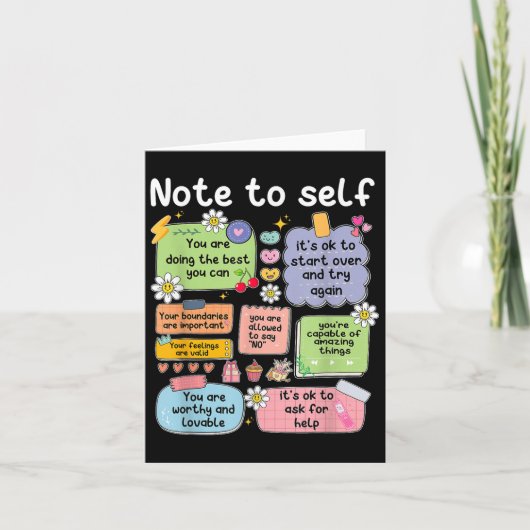 Note To Self, Motivational, Mental Health, Sitive  Kaart (Voorkant)