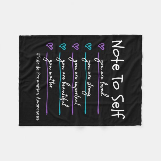 Note To Self You Suicide Prevention Awareness  Fleece Deken (Voorkant (Horizontaal))