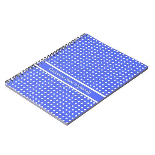 notebook, blauwe/witte pooldots notitieboek (Linkerzijde)