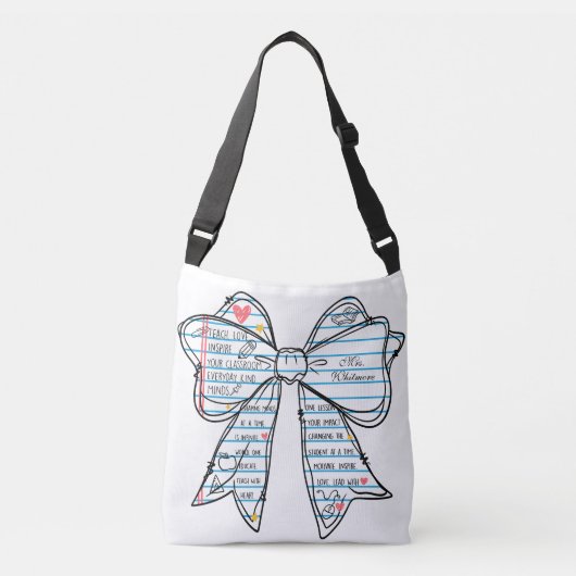 Notebook Bow Teacher Back to School Personalized Crossbody Tas (Voorkant)