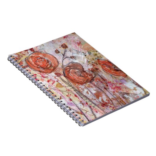 Notebook featuring mixed media floral art. notitieboek (Rechterzijde)
