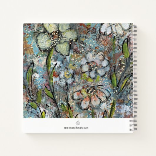 Notebook featuring mixed media floral artwork notitieboek (Achterkant)