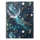 Notebook – Luxury Icy Blue Celestial Moon Phases Notitieboek (Voorkant)