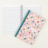 Notebook met roze schaakbordpatroon sterren bloeme notitieboek (Binnen)