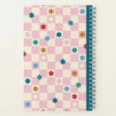 Notebook met roze schaakbordpatroon sterren bloeme notitieboek (Achterkant)