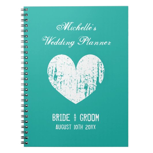 notebook met Turquoise blue trouwplanner Notitieboek (Voorkant)