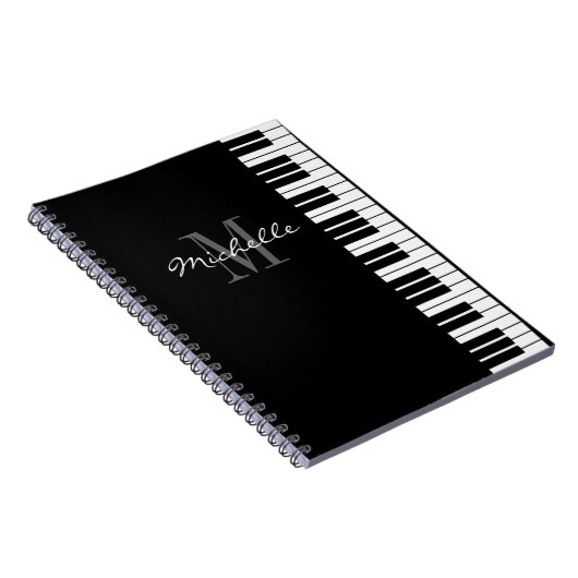 notebook met zwarte en witte pianosleutels notitieboek (Rechterzijde)