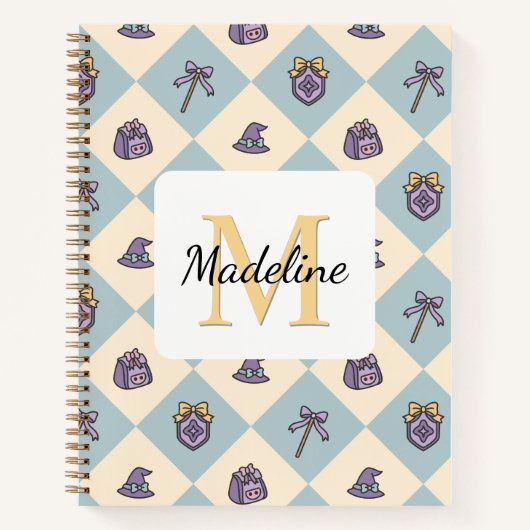 Notebook Name Magic Academy Wizard School Blue Notitieboek (Voorkant)