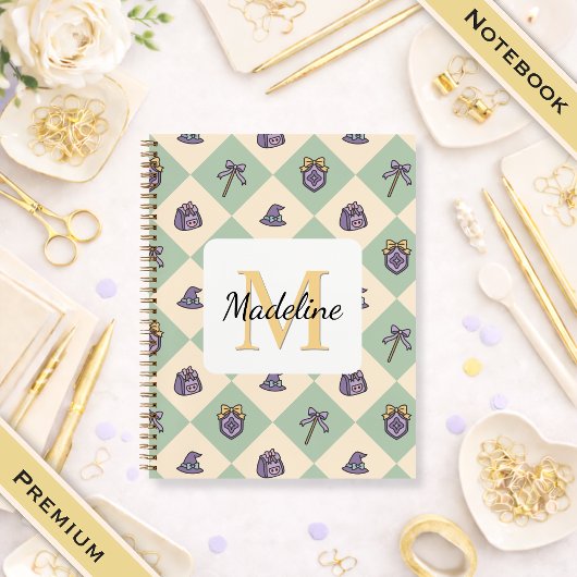 Notebook Name Magic Academy Wizard School Green Notitieboek