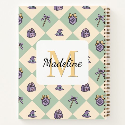 Notebook Name Magic Academy Wizard School Green Notitieboek (Achterkant)