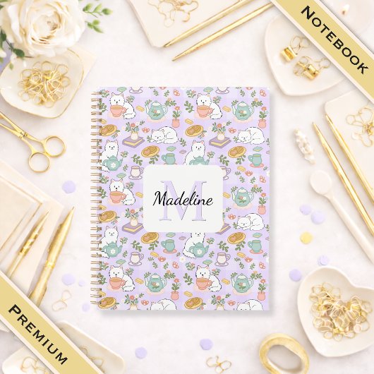 Notebook Name Tea Cats Bookish Pastel Notitieboek