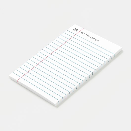 Notebook Paper White Add Your Name & Initial Post-it® Notes (Schuin)