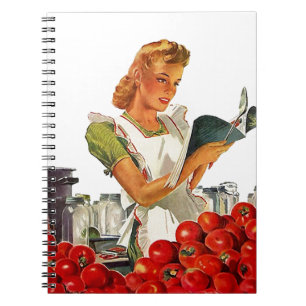 Notebook  Retro Lady Home Canning Recipes Notitieboek