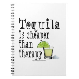 NOTEBOOK, TEQUILA IS CHEAPER DAN THERAPIE COCKTAIL NOTITIEBOEK