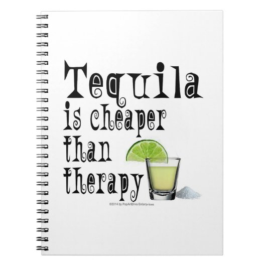 NOTEBOOK, TEQUILA IS CHEAPER DAN THERAPIE COCKTAIL NOTITIEBOEK (Voorkant)