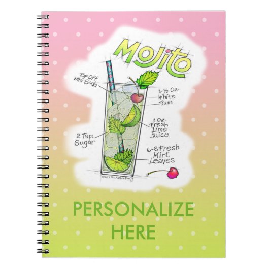NOTEBOOKS - MOJITO RECIPE COCKTAIL ART NOTITIEBOEK (Voorkant)