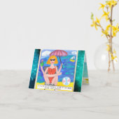 NOTECARD - ALS JE HET GELUK HEBT OM OP HET STRAND  KAART (Gele Bloem)