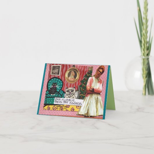 NOTECARD-BAH HUMBUG. GA DE EIERPUNCH OVER FEESTDAGEN KAART (Voorkant)