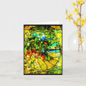 Notecard-bevlekt glas-Tiffany 3 Kaart (Gele Bloem)