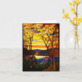 Notecard-bevlekt glas-Tiffany 9 Kaart (Gele Bloem)