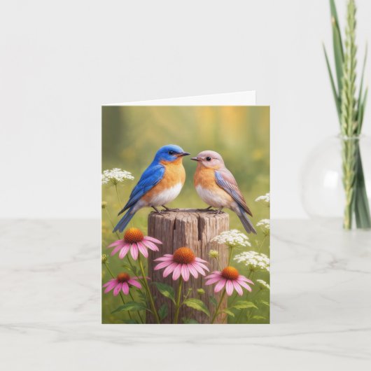 Notecard Bluebirds op een hek Post Notitiekaartje (Voorkant)