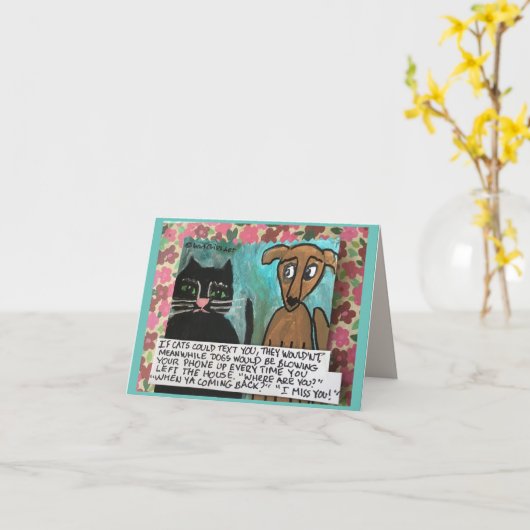 NOTECARD-Cat/hond Kaart (Gele Bloem)