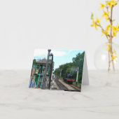 Notecard: De Trein van de stoom en Seinhuisje Kaart (Gele Bloem)